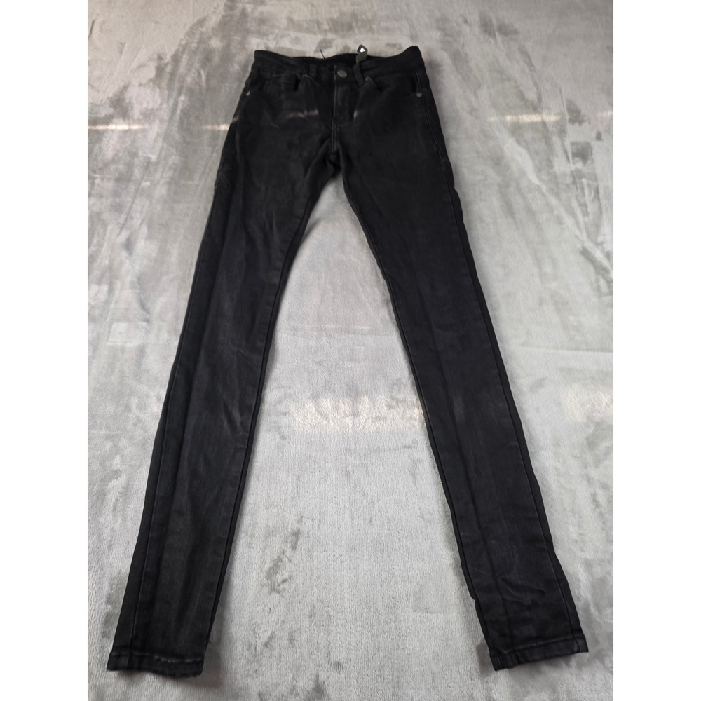Rocket X Skinny Jeans Mens 28 Black Coated Waxed Denim Stretch